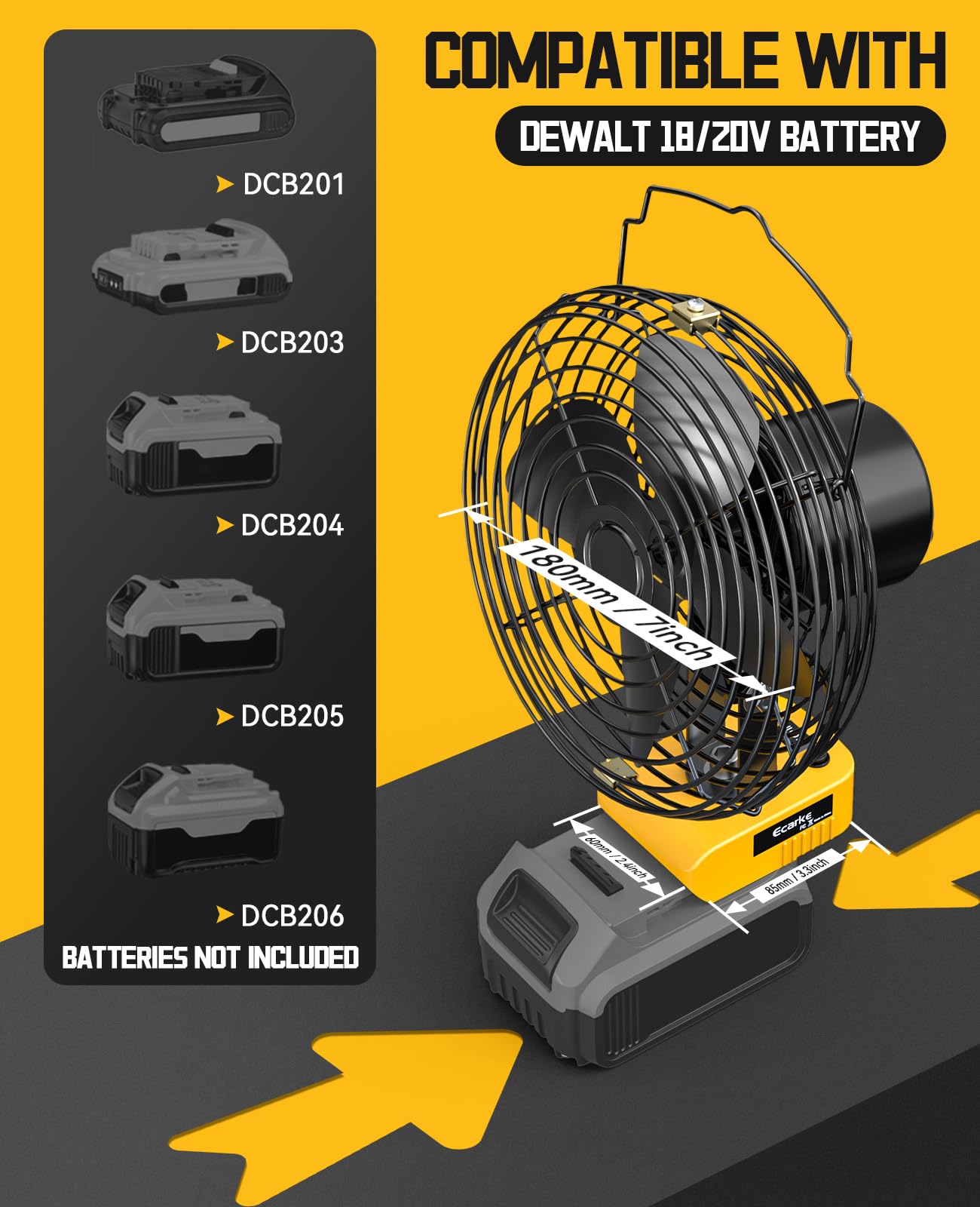 扇風機・サーキュレーター AIR CRAFT BATTERY,FAN UNIT Amazon.com: Ecarke 7 Inch Floor Fan Compatible with DeWalt 20V